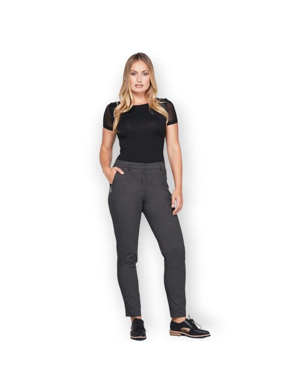 Anatomie Thea Slim Straight Leg Travel Pant in Gray
